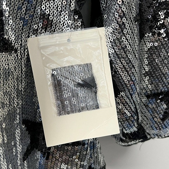 NEW Boston Proper Silver Black Star Sequin Top Blouse Size XXS - Picture 8 of 11